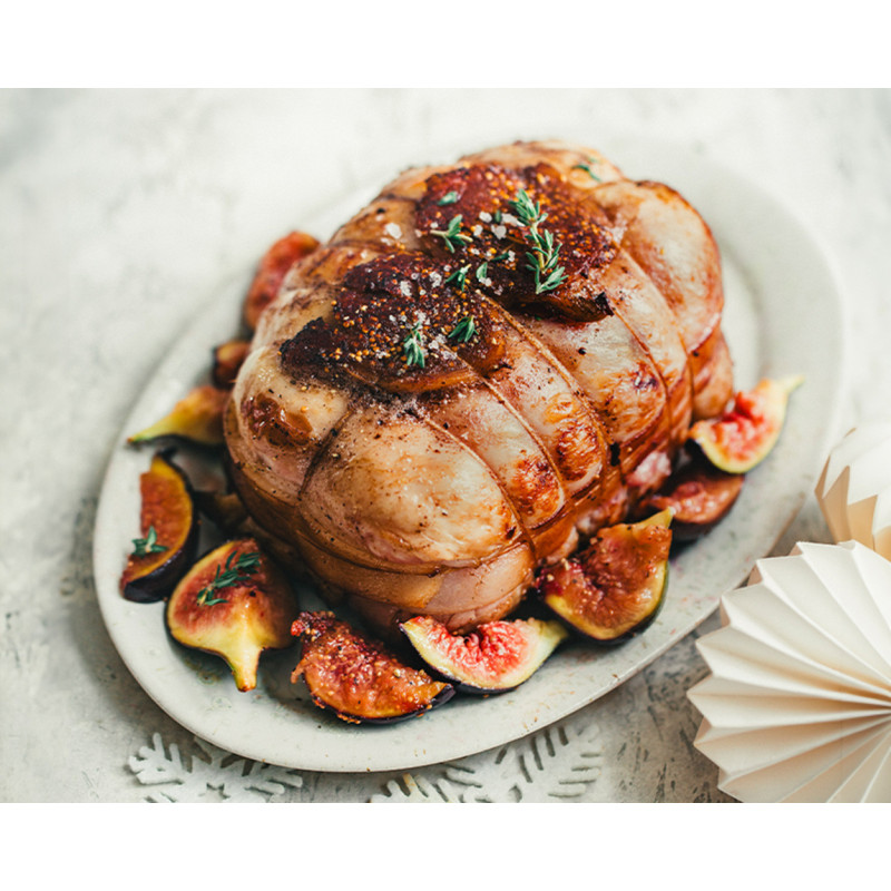 Rôti de chapon farci au foie de canard et aux figues