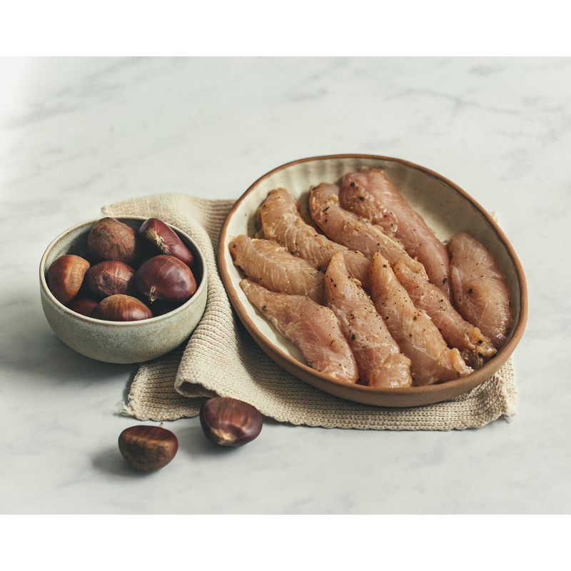 Aiguillettes de poulet aux châtaignes 300g